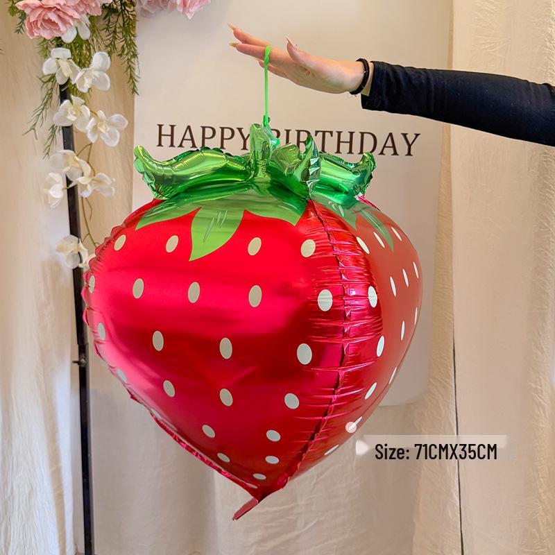 4D Strawberry Foil Balloon for Kids' Outdoor Play, Party Decor & Photos