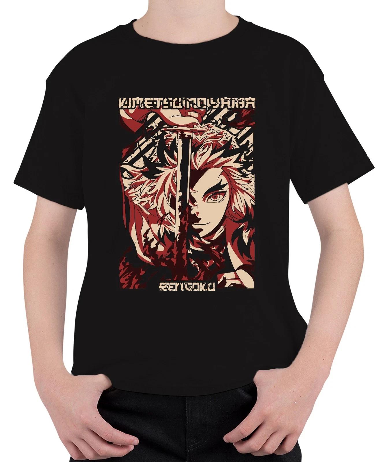 Rengoku Kimetsu no Yaiba Demon Slayer Flammen Schwert Unisex Kinder T-Shirt M