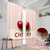 2pcs 2D Flat Printing Drapes Cute Cherry Design 100% Polyester Without Electricity Party Decorations for Entryway Room Parties