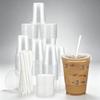 16 Oz Clear Disposable Plastic Cold Drink Cup with Lid and Straw