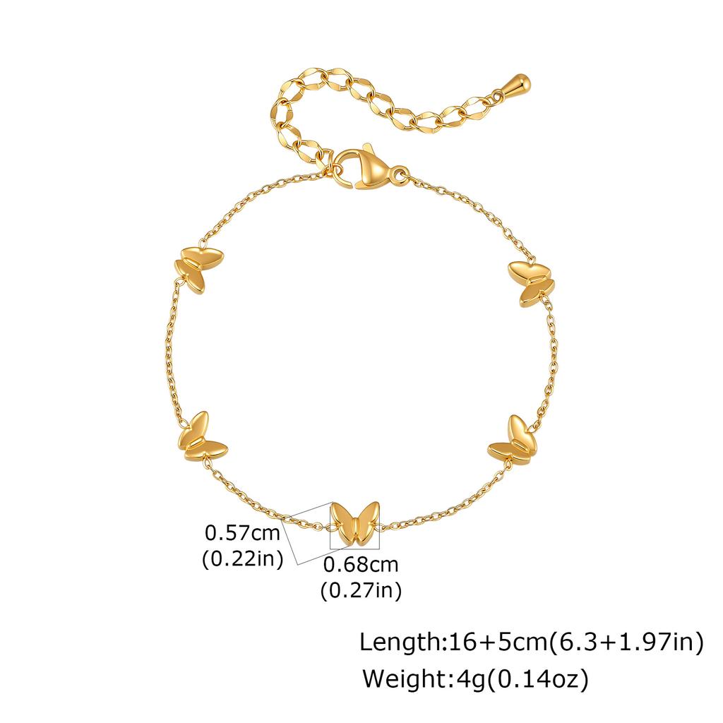 Edelstahl Schmetterling Charm Armband für Damen Zierlich Anlaufgeschützt Wasserdicht Schmuck