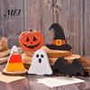 Halloween Table Decorations Sign, Wooden Pumpkin Ghost Bat Block Rustic Vintage Fall Tabletop Decor Tiered Tray Ornament for Home Office Indoor
