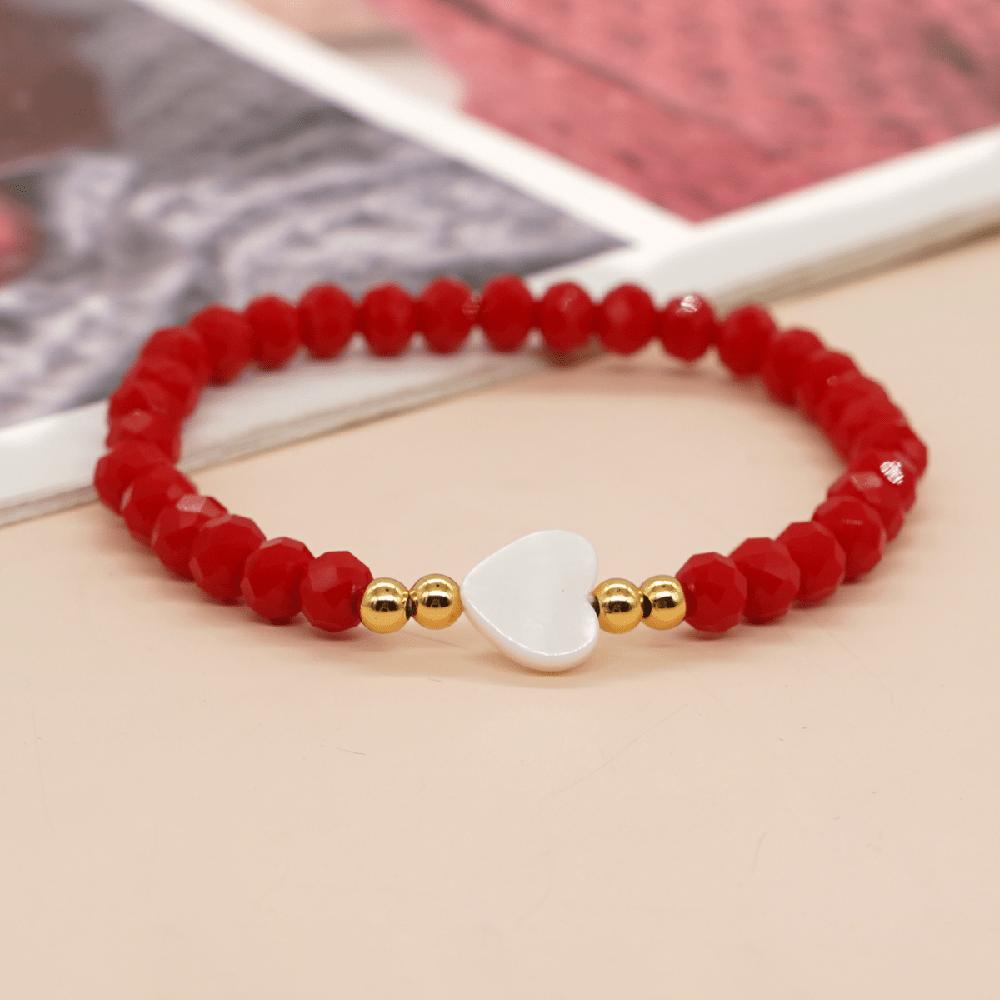 Handmade Red Shell Heart-shaped Bead Bracelet, A Luxurious and Prosperous Valentine's Day Gift with Extraordinary Significance, Suitable