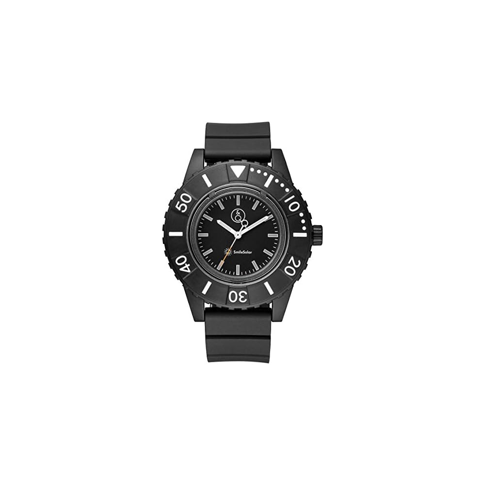 QQ SmileSolar Analog Diver s Watch Solar Waterproof with Urethane Strap Men s Black