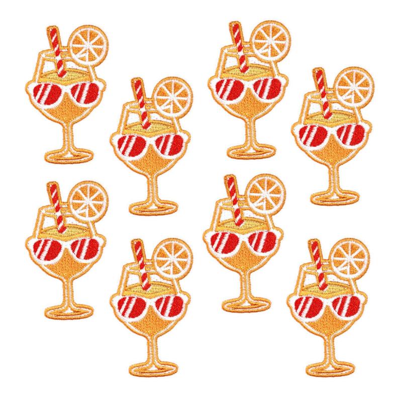10pcs /Lots Cartoon Summer Surf Style Embroidered Fruit Drinks Patch Iron On Patches For Clothing Lobster Turtle Starfish Sew Diy