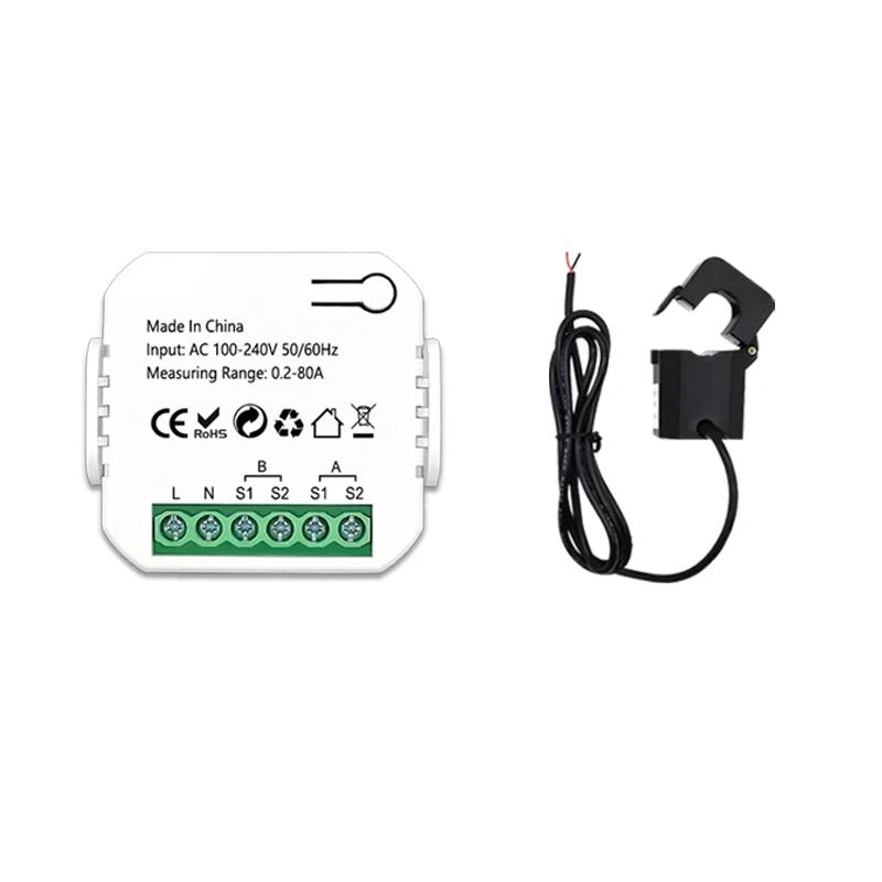 

Tuya WiFi DIY цифровой интеллектуальный счетчик энергии солнечная фотоэлектрическая система производство электроэнергии потребление монитор с трансформатором тока 80А 1 CT