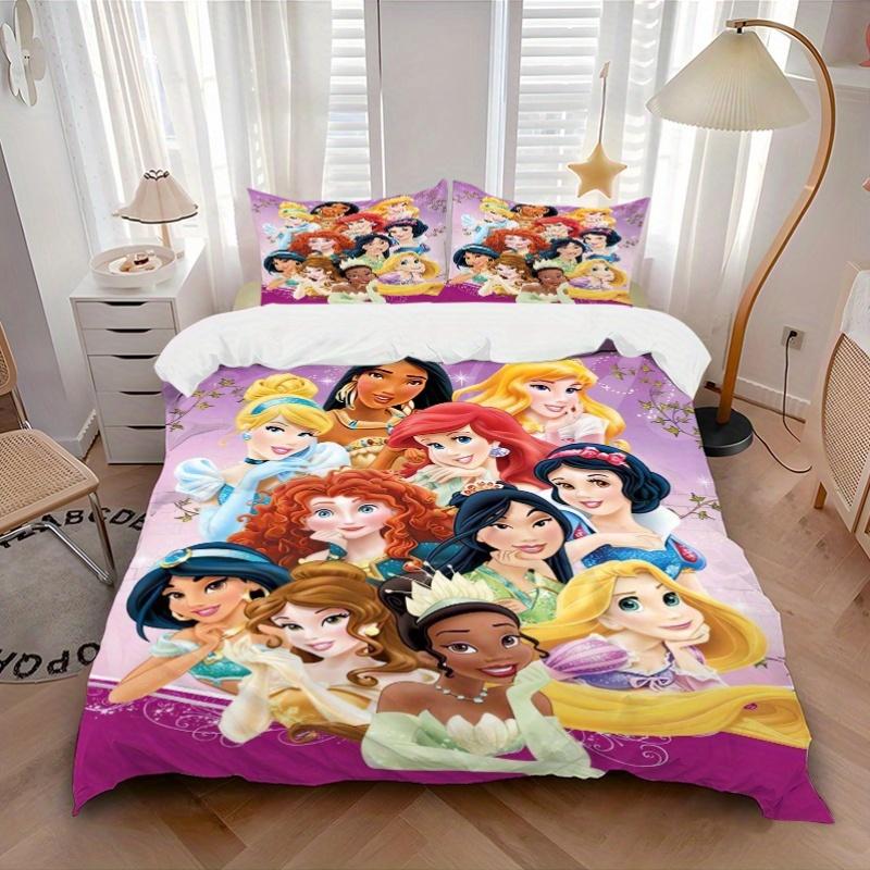 3pcs Disney Princesses Bedding Set - Includes 1 Quilt Cover and 2 Pillowcases, Comfortable Bedding with Stylish Design for Bedroom, Machine Washa