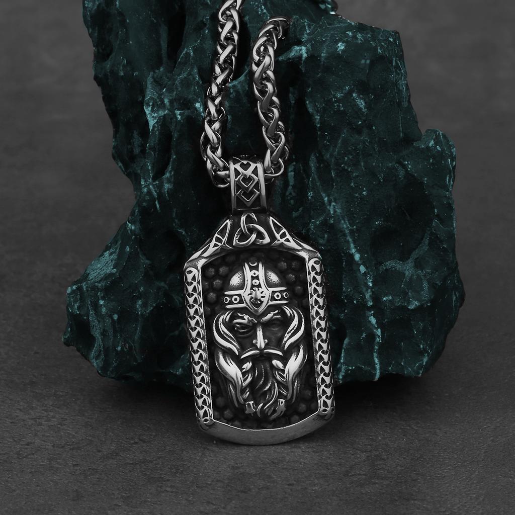Nordic Mythology Viking Odin Pendant Men's Retro Fashion Amulet Hip Hop Street Men Motorcycle Stainless Steel Pendant Necklace