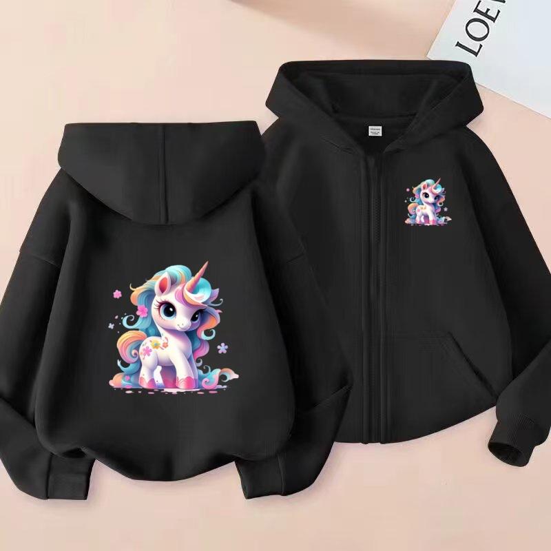 Girls Boy Leisure Sweatshirt Coat Children's Pretty Girl Pink Gift Charming Unicorn Cardigan Hoodies Kawaii Zipper Style
