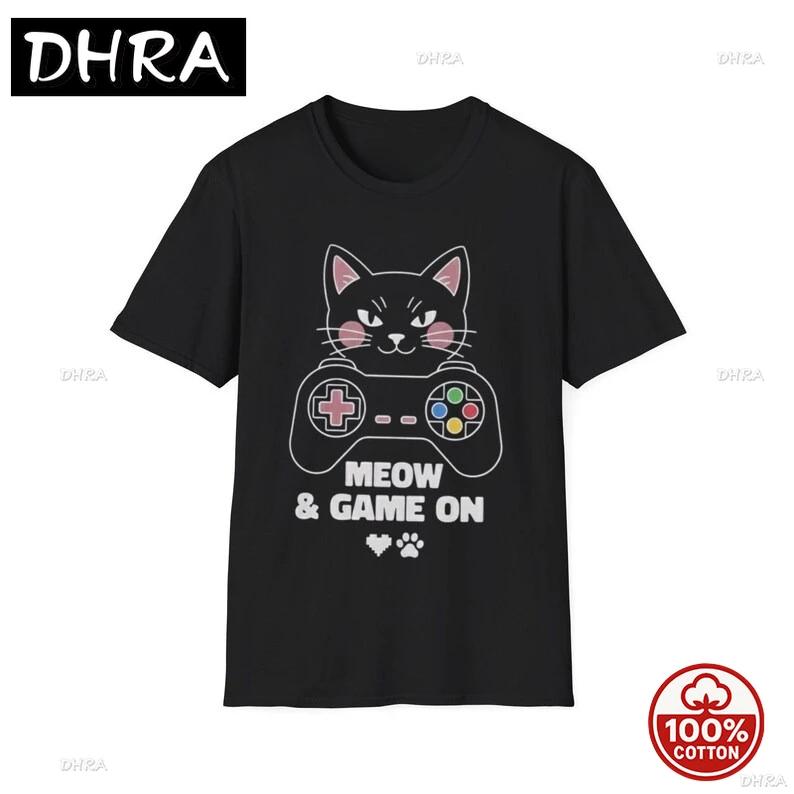 

Meow Game on Cat Gamer TShirt Funny Gaming TShirtfor Cat Lovers Gift for Her Street Tshirts Soft Summer Art Tees WOMEN TShirt S