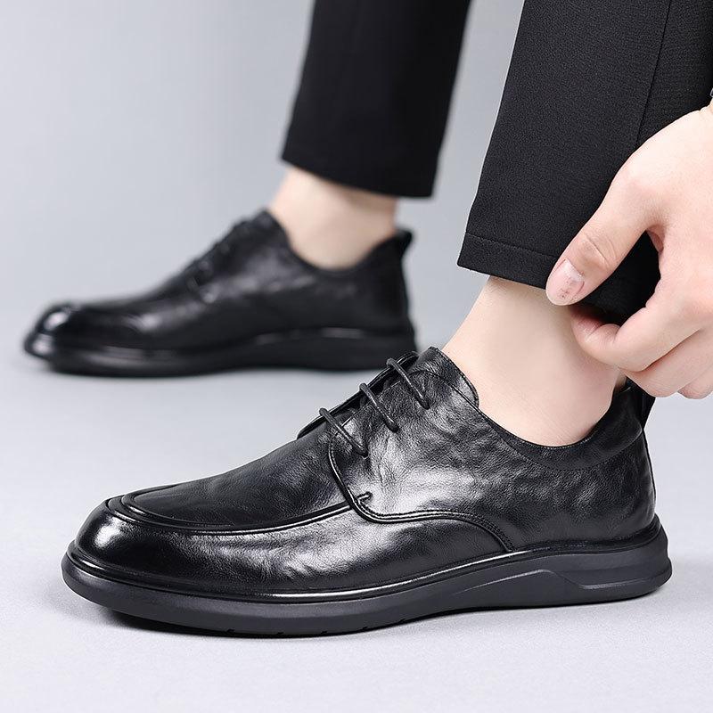 The first layer of cowhide autumn new men's business casual leather shoes high-end leather men's soft-soled single shoes men's shoes shoes