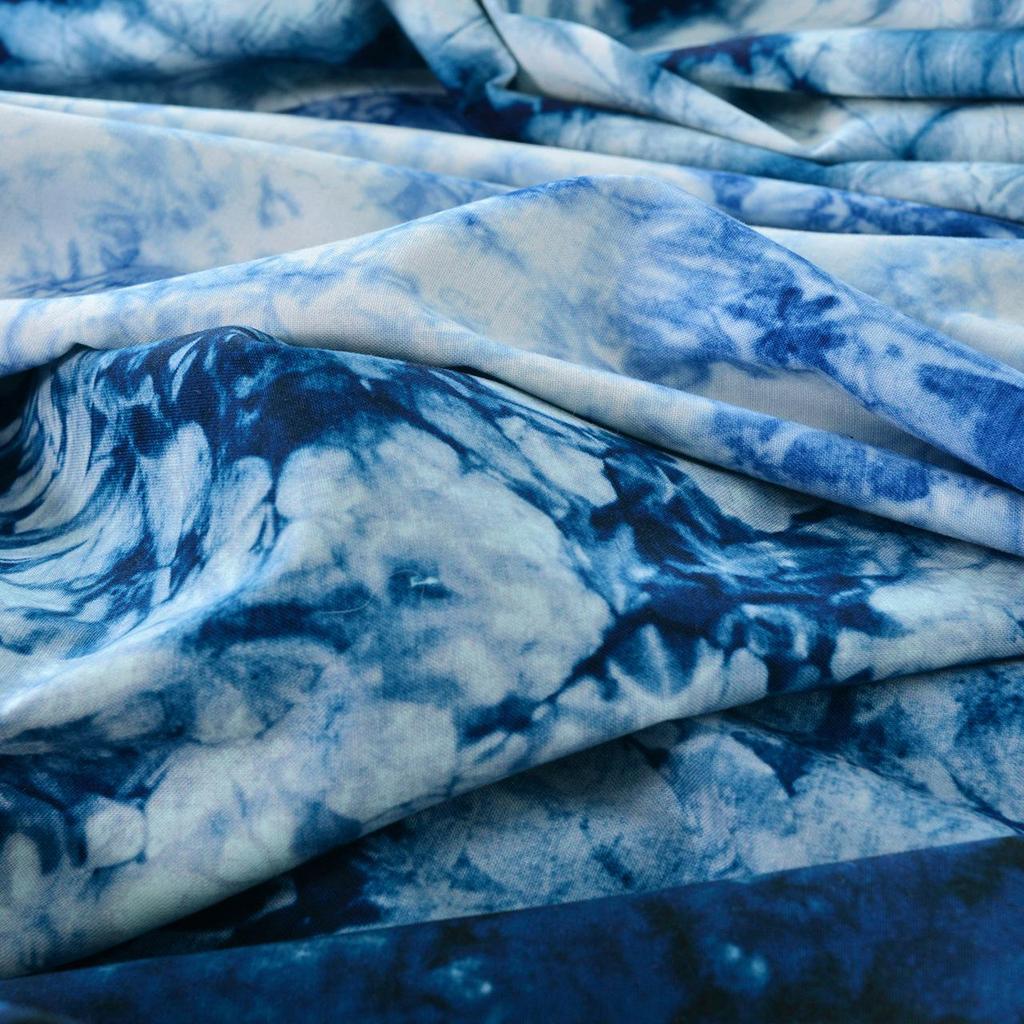 Indigo Dyed Handmade Pure Cotton Tie-Dye Fabric for Tablecloths, Curtains & Creative Decor.