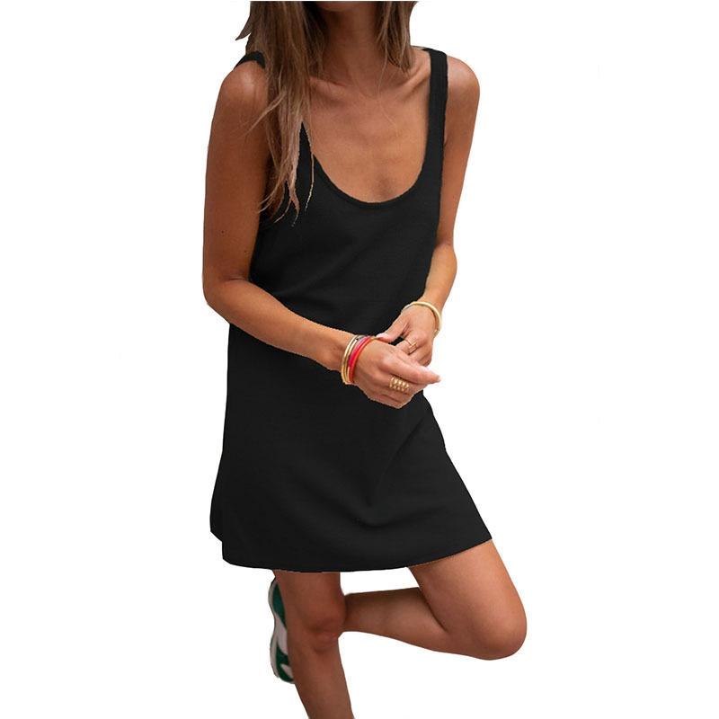 

Sleeveless Loose Sling Dress Casual Solid Color Waffle Women s Dress 2023 Vest Skirt Vestidos Female Dress Summer New Style