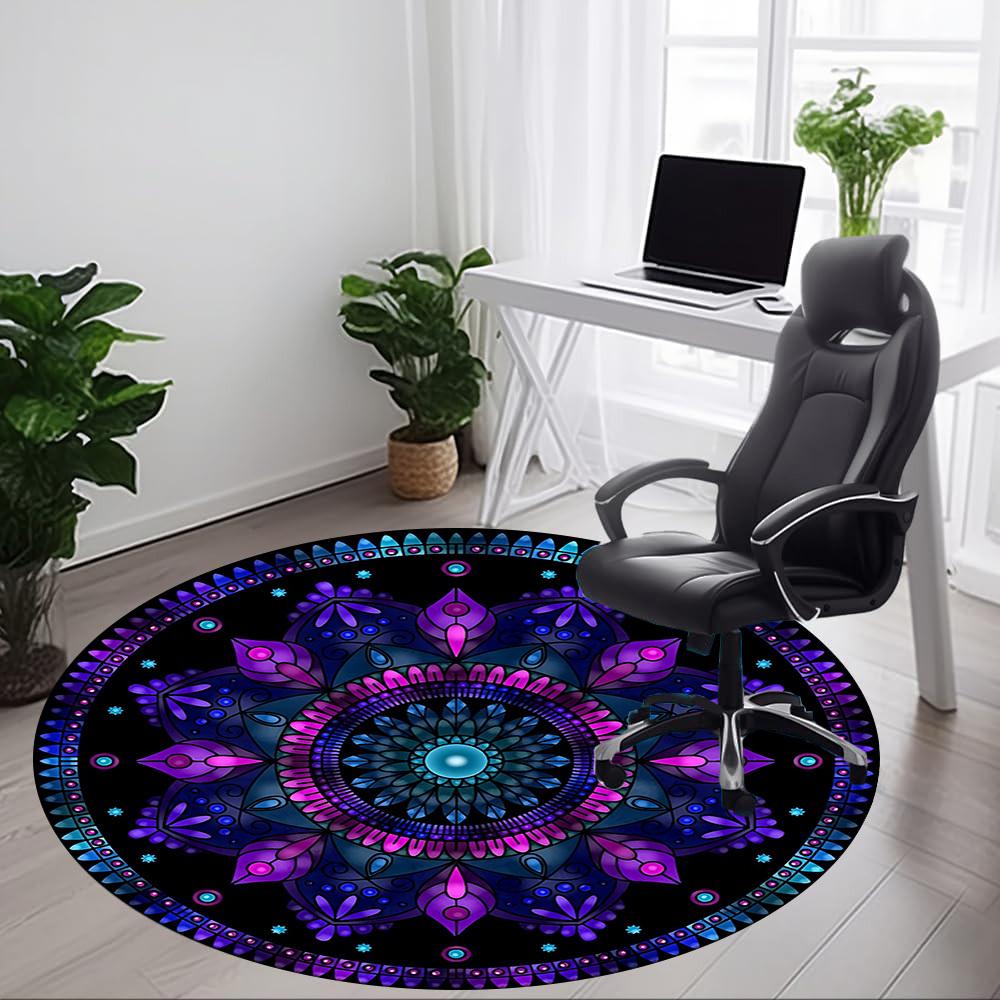 1PC Mandala Pattern Chair Carpet for Office Non-Slip, Lightweight, Machine Washable Rug for Office, Sleeping, Room - Holiday Decoryy251009103