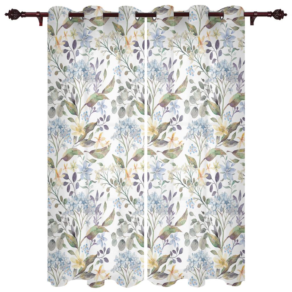 Starožitný květinový list motýl Okenní závěs Obývací pokoj Luxusní záclonový závěs do ložnice Domácí kuchyně Závěs