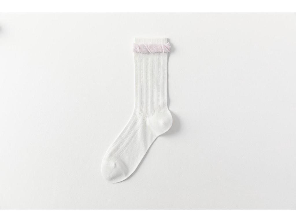 Spring & Summer Breathable Mesh Mid-Calf Socks with Bow Lace Bubble Cuff