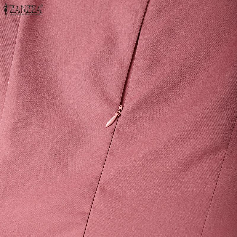 ZANZEA Women Casual Round Neck Summer Short Sleeve Dress