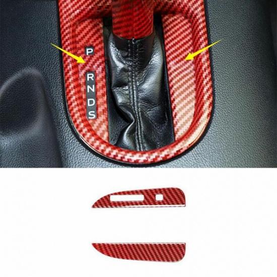 For Ford Mustang 15- Red Carbon Fiber Middle Console Gear Shift Frame 2PCS
