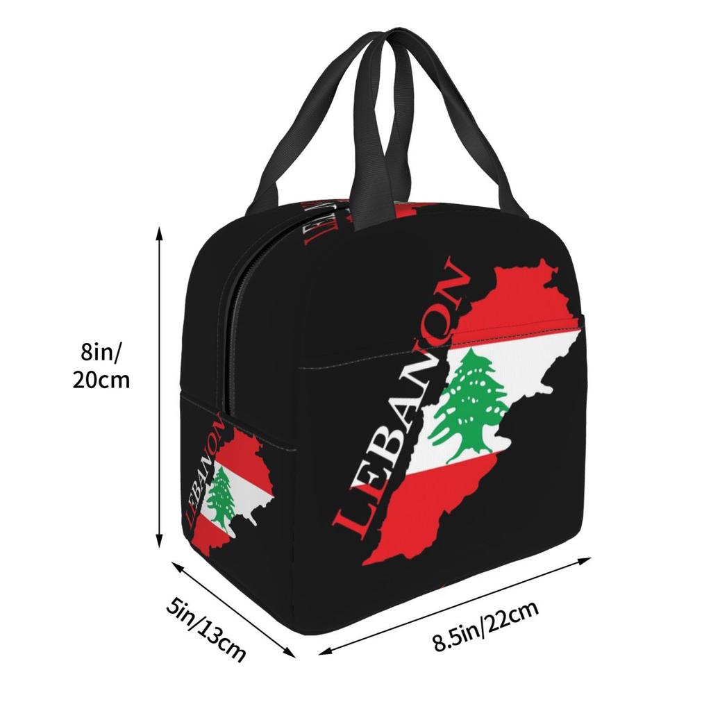 Lebanon Flag Map Insulated Lunch Bag for Women Children Portable Food Boxes Thermal Lunch Box Tote