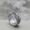 Vintage Stainless Steel Men's Viking Rune Ring Fashion Statement Band