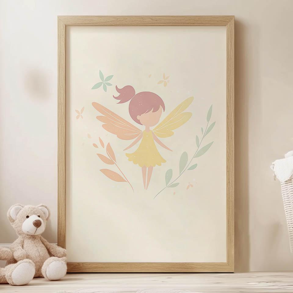 Plakat Mała Wróżka W Różowych Włosach Plakat Mała Wróżka W Różowych Włosach, 30X40 Cm, Rama Drewniana Ciemny Brąz, Papier Matowy 230 Gsm