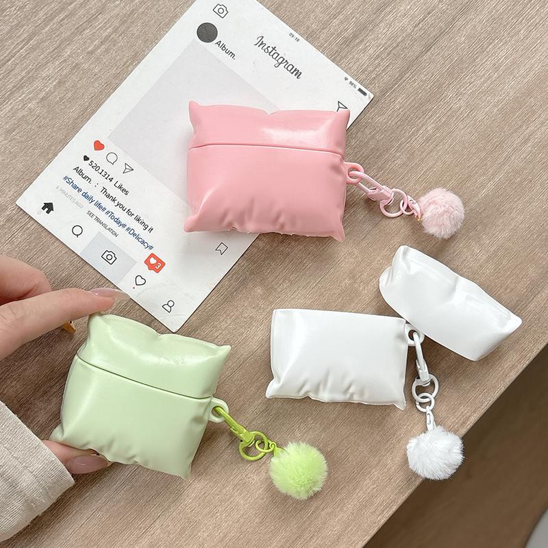 For AirPods 4 3 2 1 Pro Pro2 Earphone Case 3D Pillow Colorful Silicone Protective With Pendant Headphone Box Cover
