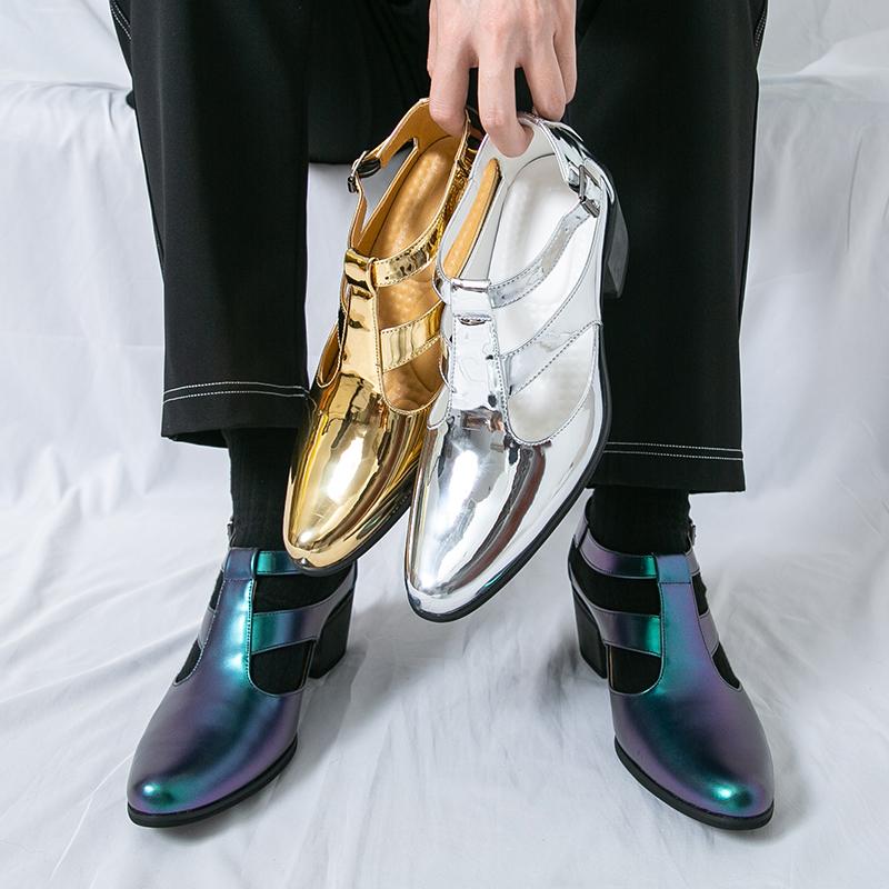 Fashion Summer Classic Men Leather Shoes Casual Comfortable Fashionable High-heeled Sandals Gentleman's Social Shoes Size 38-46