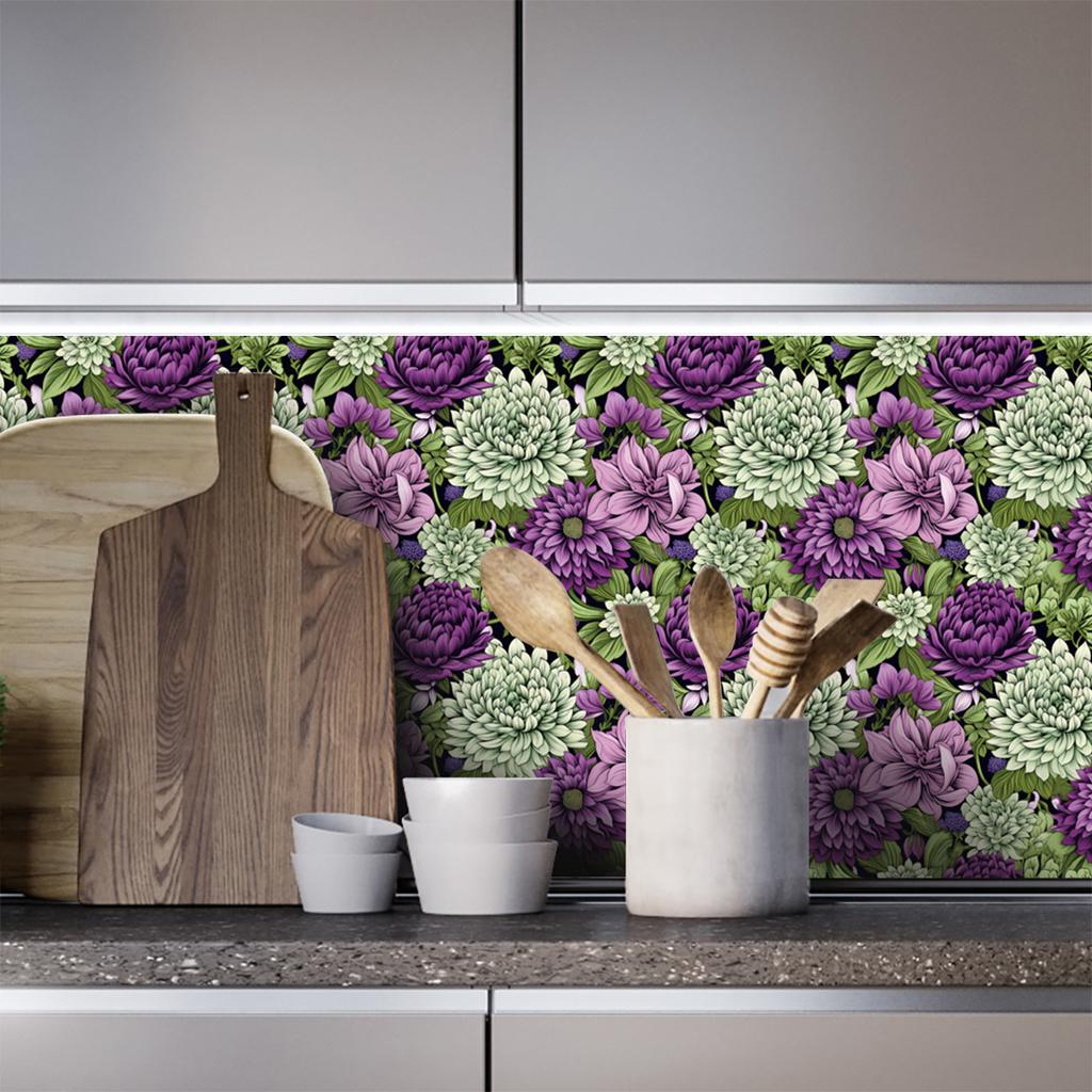 Purple Peony Floral Wallpaper Peel and Stick Removable Boho Contact Paper Home Decoration Wall Paper for Drawer Cabinet
