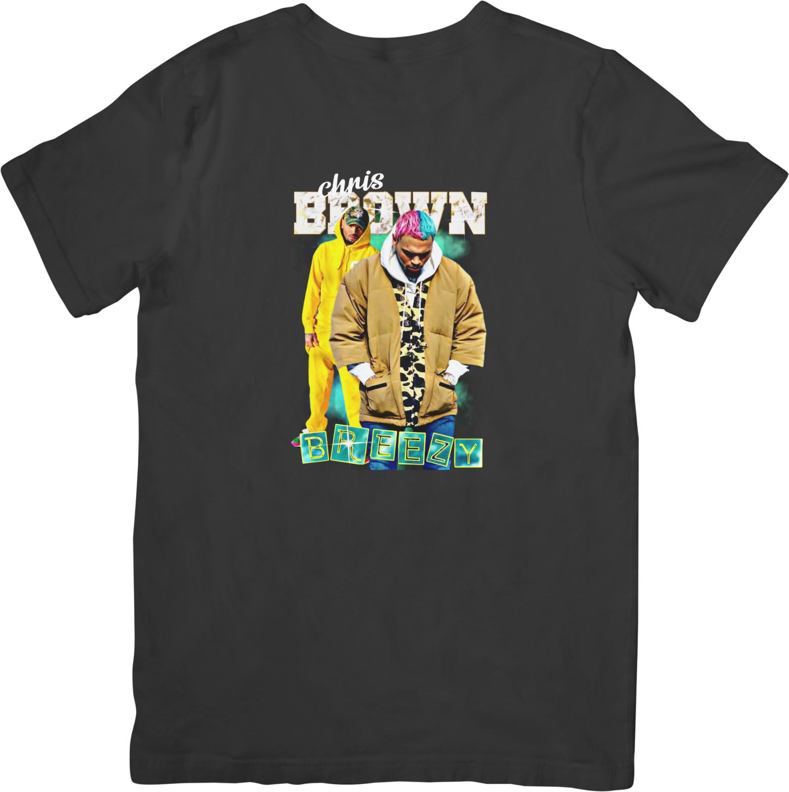 

Chris Brown Rapper Music Fit for Men Women Quality Cotton T-Shirt Black XXXL