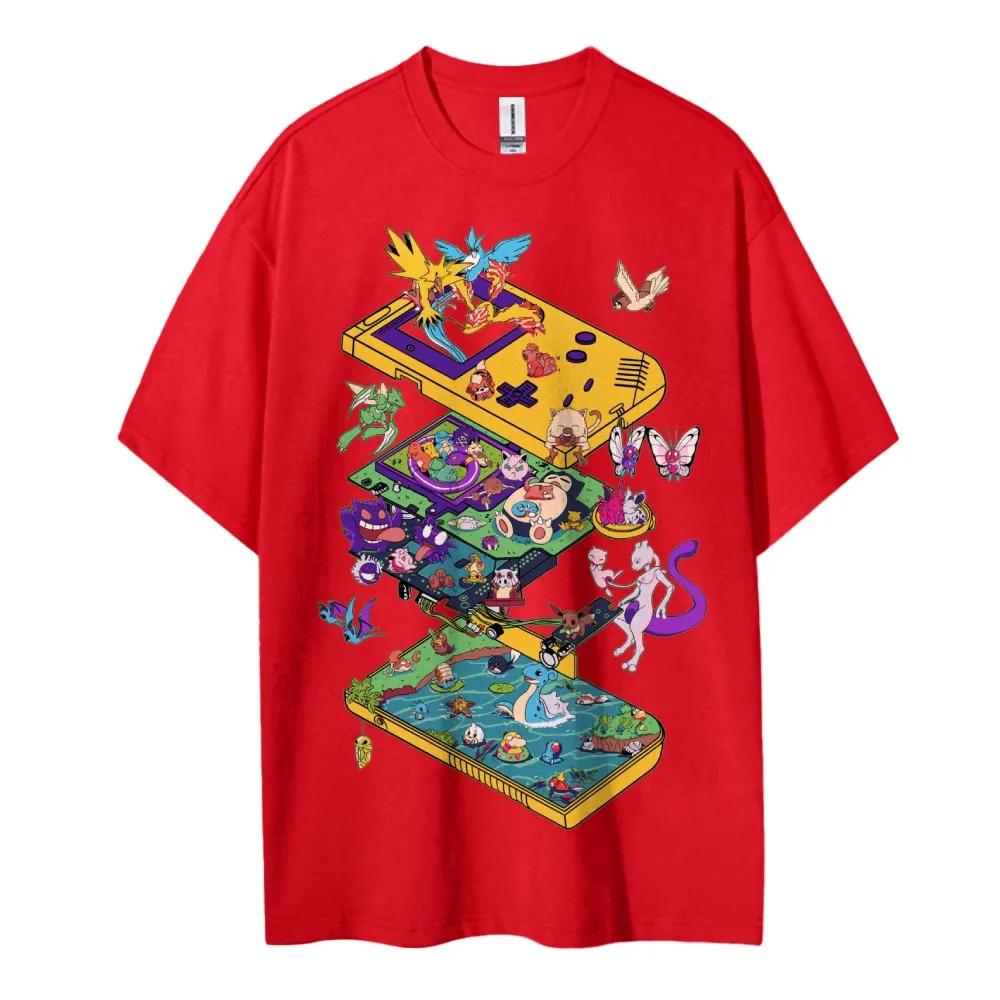 Pokemon Tshirt Mens Pure Cotton Casual  Round Neck Tshirt Short Sleeve Clothing 2026 Summer Sports Casual Short Sleeve Top