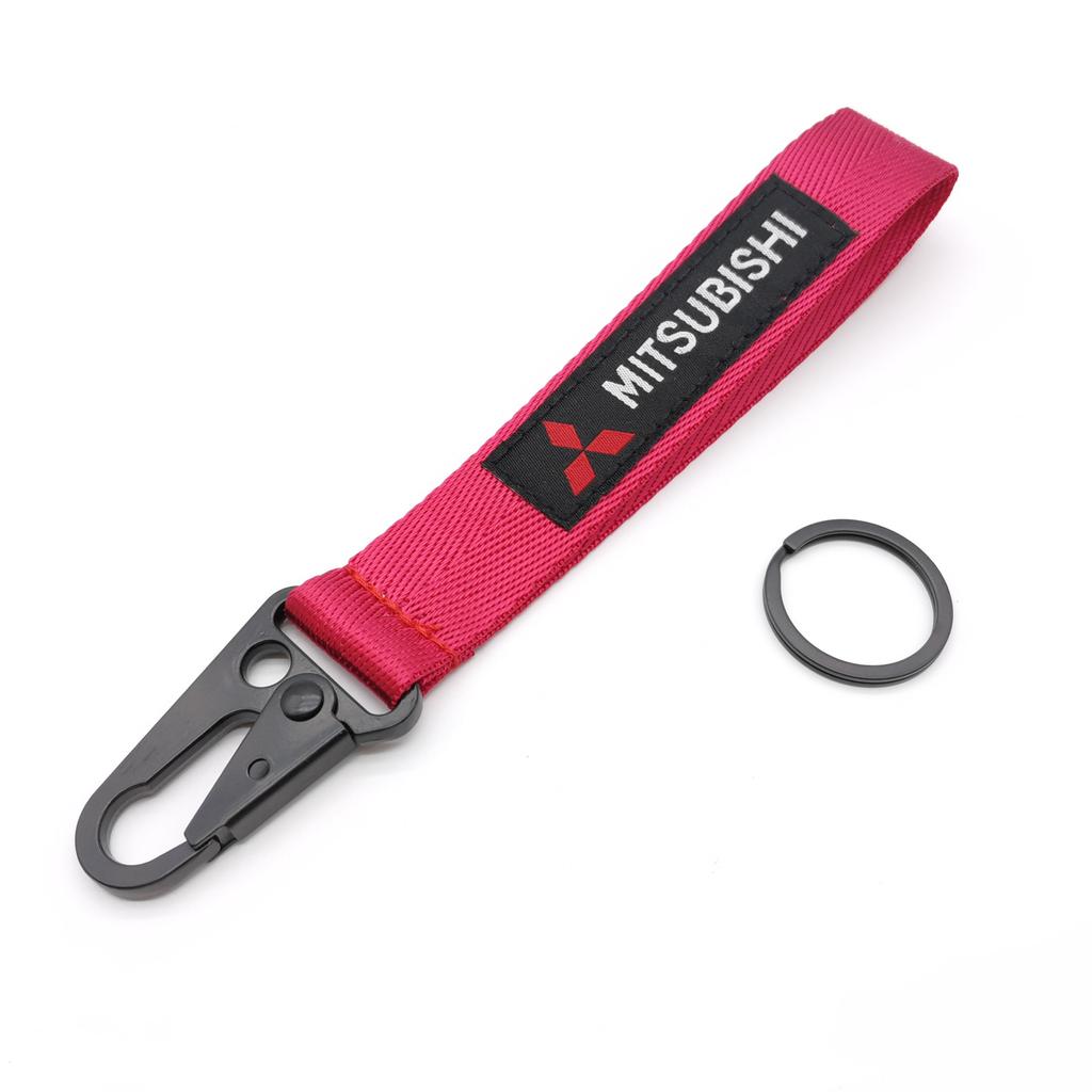 cyhk7 Embroidered Nylon Car Keychain for Mitsubishi Ralliart Logo Pajero Lancer Eclipse Galant Mirage L200 Motorcycle Key Ring hubcap