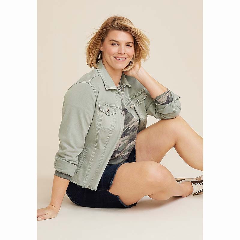 

Куртка больших размеров с эластичной силой, топы, джинсовая верхняя одежда для полненькой девушки Large Spot-Flaw 0X