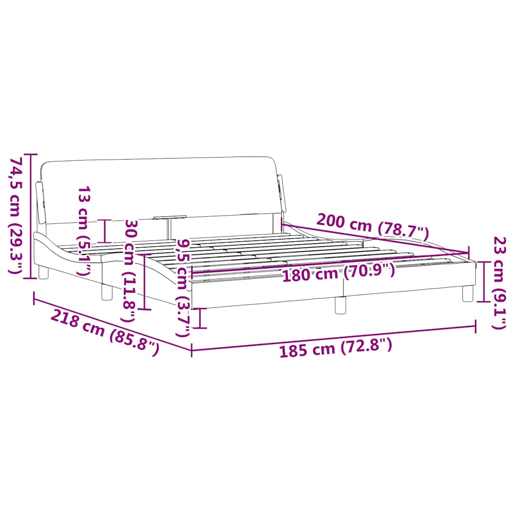 Dover Bed Frame Gray 180 x 200 cm Faux Leather