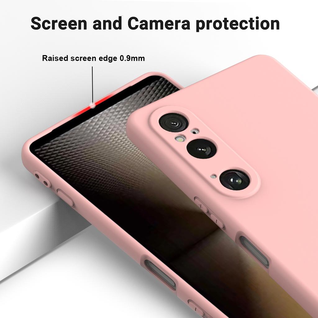 For Sony Xperia 1 VI Case Liquid Silicone Lining Cushion Drop Protection Phone Cover with Strap