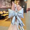 Y2K Trendy Candy Color Leather Cotton Filled Bow Keychain Sweet Bowknot Keyring Bag Pendant Backpack Hanging Decoration