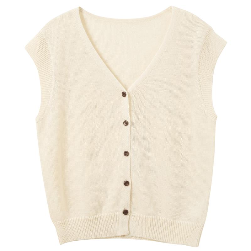 

Lyocell V-Neck Sleeveless Cardigan M