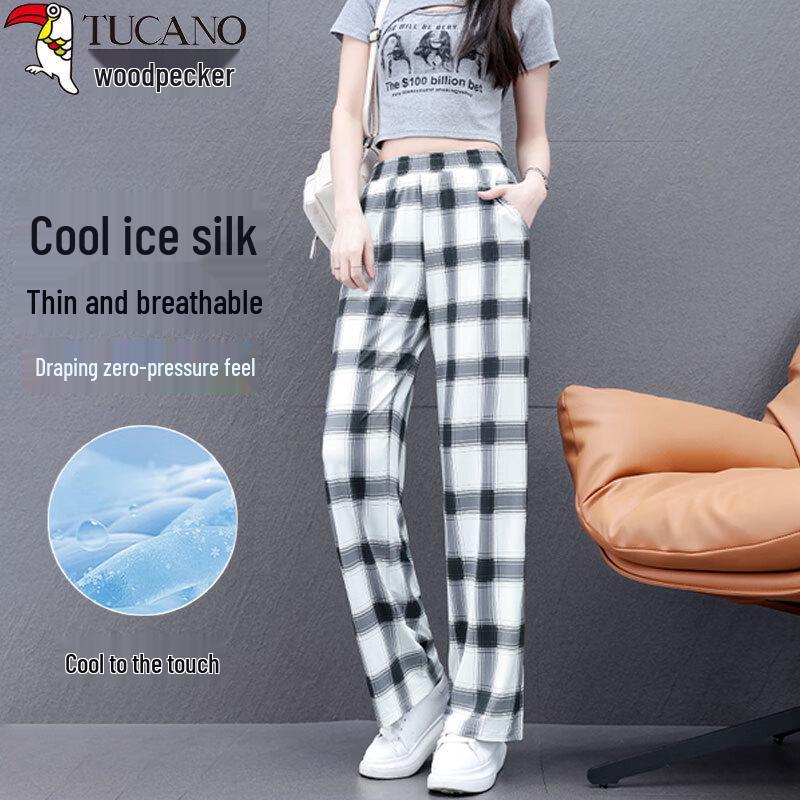 Women s Summer Ice Silk Wide-Leg Casual Pants 2XL