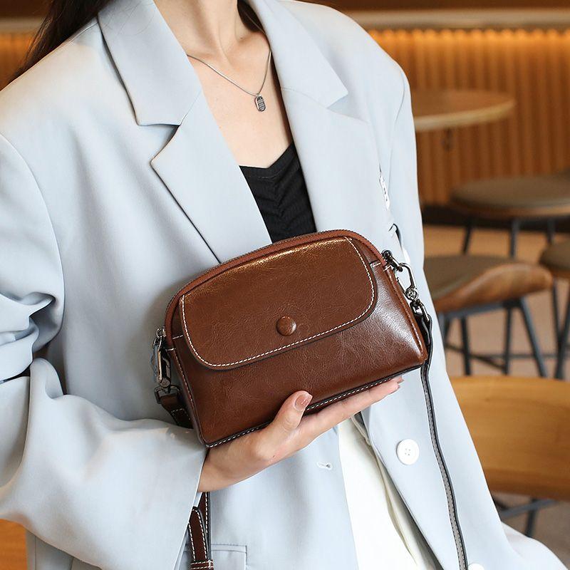 

Fall and Winter Shoulder Mini Genuine Leather Women s Bag Coffee