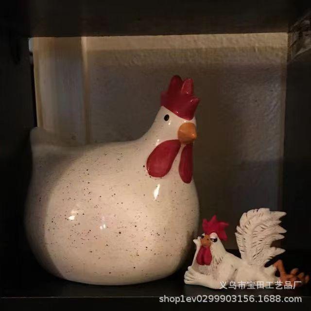 Home desktop creative fun decoration ornament lying big rooster resin handicraft sculpture ornament