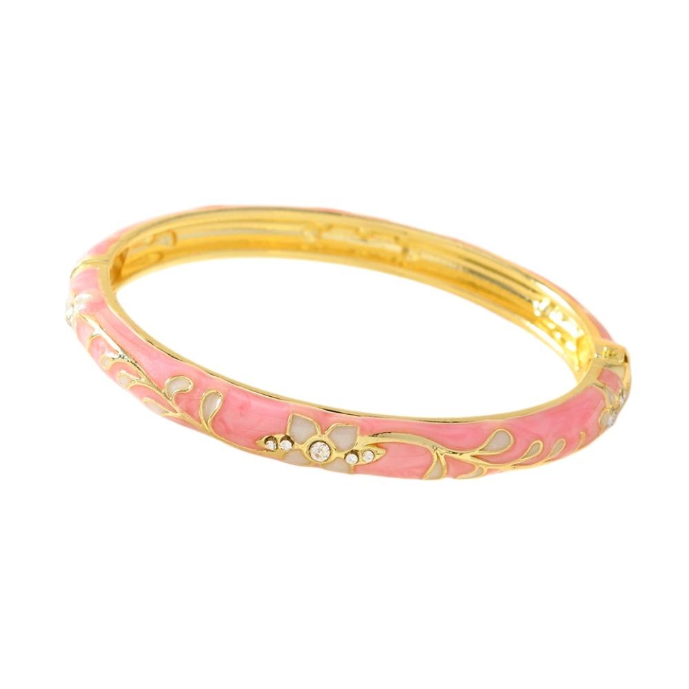 Enamel Vintage Cloisonne Bangle Traditional Butterfly Floral Chinese Flower Bangle Vintage Chinese Women's Hand Bracelet