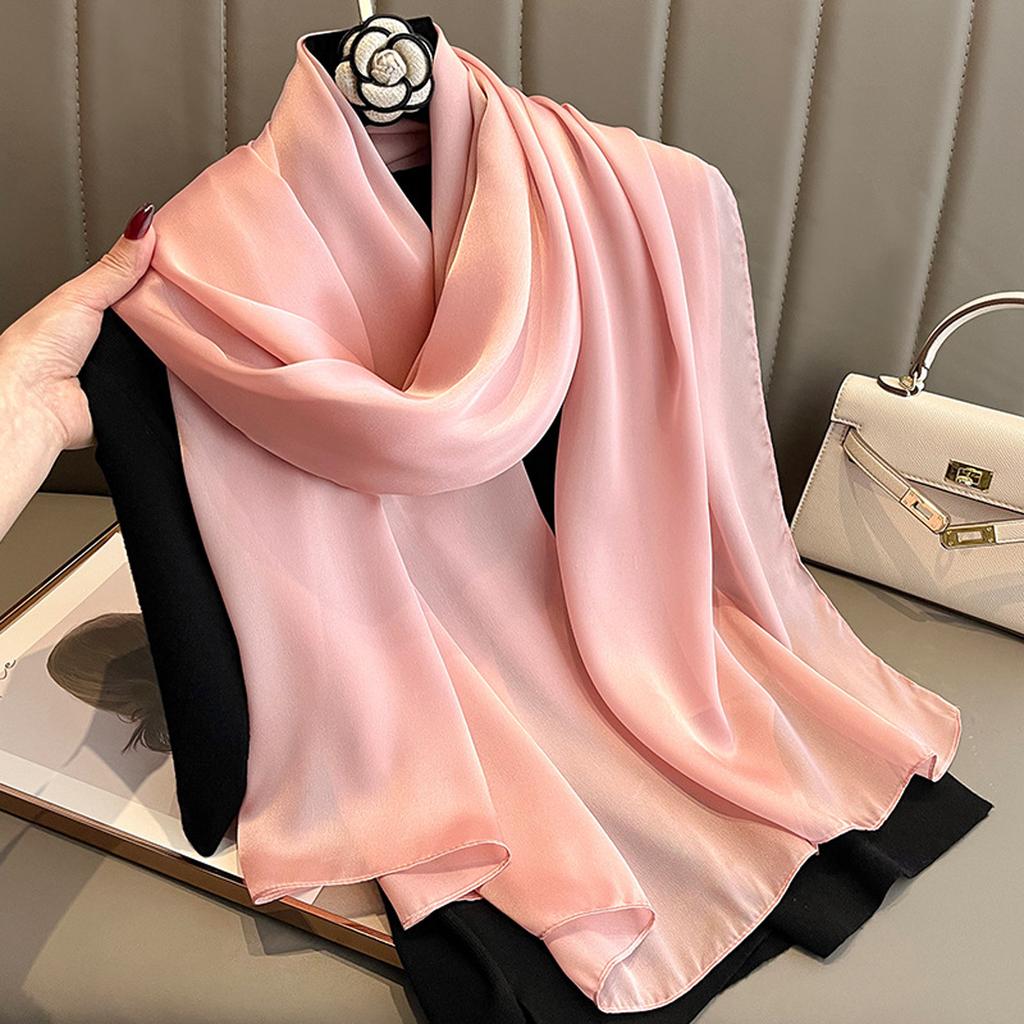 90*180Cm Fashion Luxury Solid Color Silk Scarf Women Soft Smooth Scarves Head Wrap Hijab Outdoors Muffler Long Shawl Beach Towel