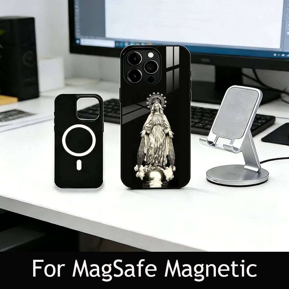 V-Virgin Mary Celestial Grace Phone Case For iPhone17,16,15,14,13,12,11 Plus,Pro Magnetic For Magsafe Wireless Charging