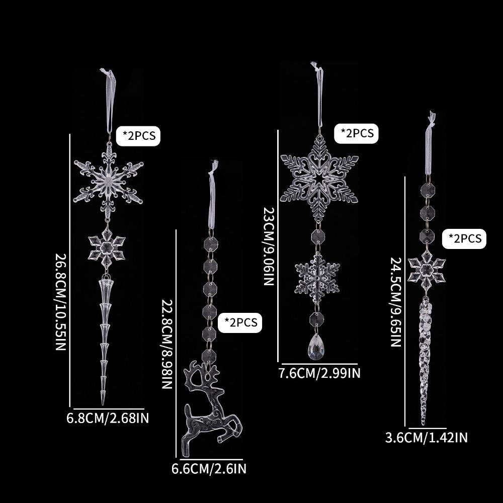 Transparent Acrylic Snowflake Pendant Decorations Icicle Ornaments Set  Wedding Decor