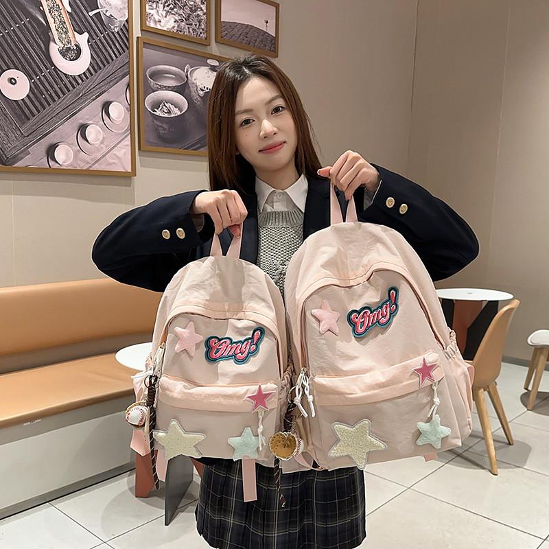 Star Pattern Backpack Large Capacity Shoulders Bag Student Commute Gift Tourism