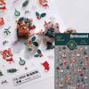 Gold Stamped Snowflake Stars White Christmas Tree Red Bowknot Cute 3D Nail Art Stickers Xmas Lovely Manicure Decals