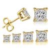 S925 Sterling Silber Ohrstecker für Frauen 4-Krallen Quadrat Zirkonia Ohrring Hochzeit Verlobung Braut Diamant Schmuck Geschenk