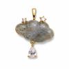Natural Labradorite Star Cloud Pendant Gold Tone Teardrop Charm for DIY Necklace Jewelry Making