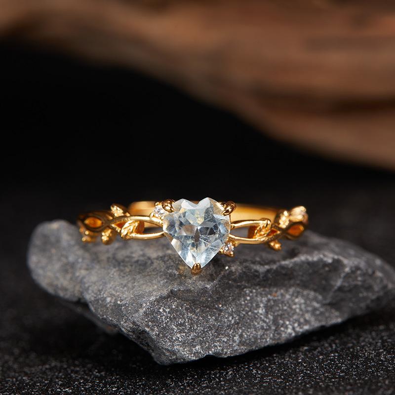 Non-Fading Niche High-End S925 Sterling Silver Natural Topaz Garnet Amethyst Transparent Limestone Colored Treasure Ring For Women