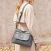 Einfarbige Damen Crossbody-Tasche mit geripptem Panel und Nieten-Details Elegante Kunstleder-Umhängetasche für den täglichen Gebrauch