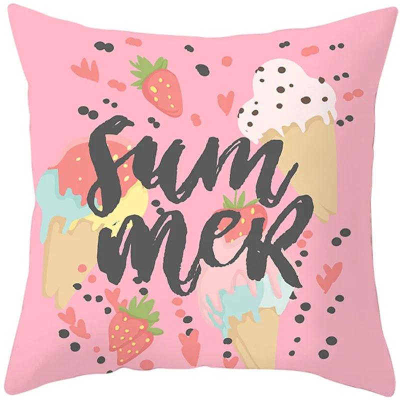 Tropical Style Fruit Cactus Printed Pillow Case Home Decor for Sofa Office Polyester Throw Pillow Cover Decorative Cushion Cover